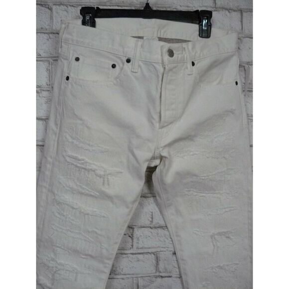Fabric Brand & Co White Selvedge Slim Fit Distressed Jeans FB02 DUFF 30 X 34 NEW - Picture 4 of 11